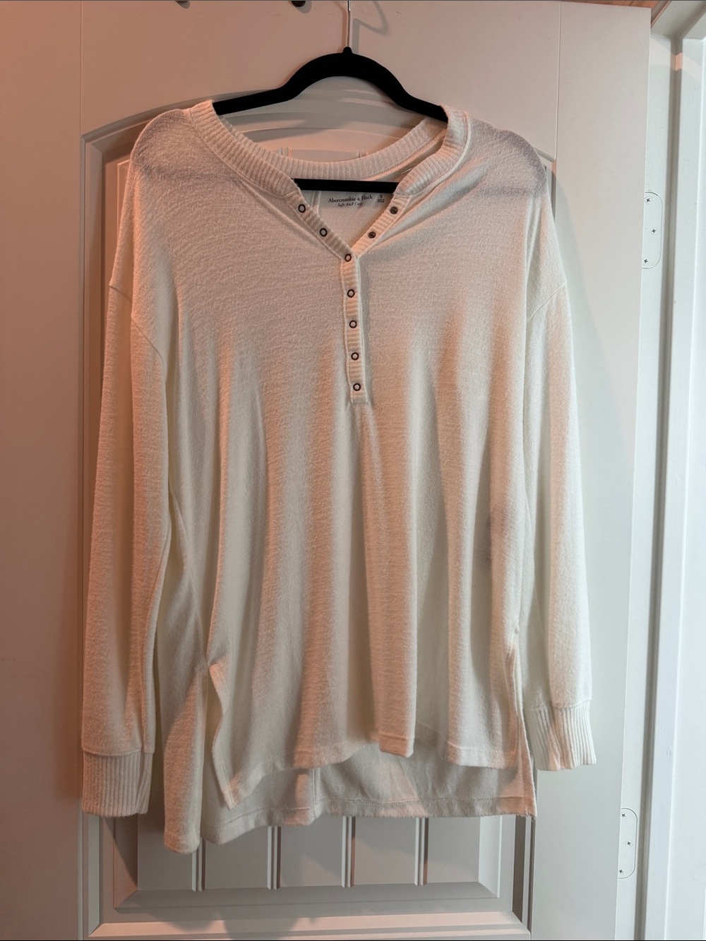 Abercrombie & Fitch Women's Long Sleeve Henley Top - Off-White